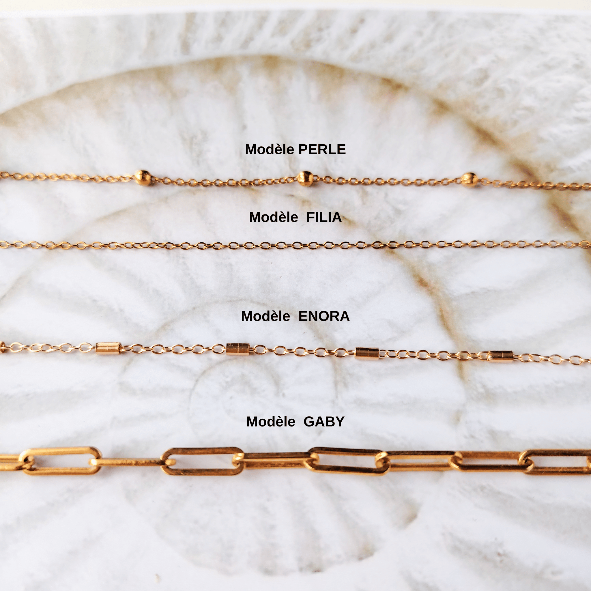 Collier Chaine Acier Inoxydable Doré à l'Or Fin