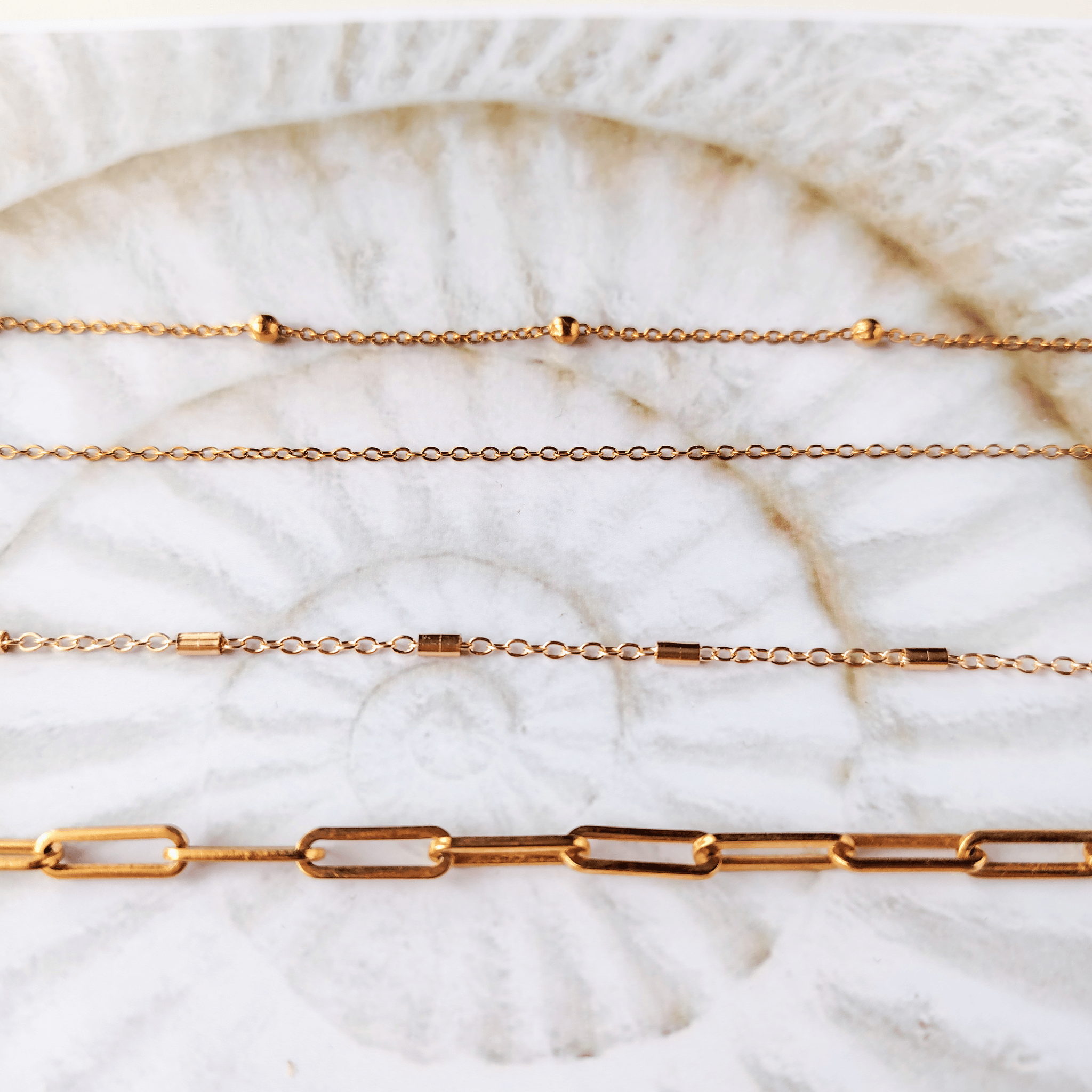 Collier Chaine Acier Inoxydable Doré à l'Or Fin